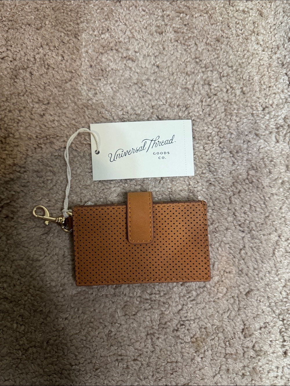 Universal Thread Brown Perforated Card Holder with Key Clip